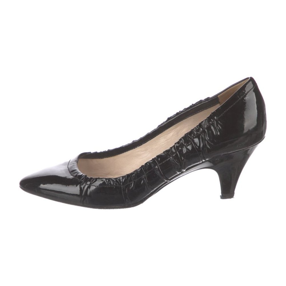 Read! 39.5 VGUC Black Prada Patent Leather Pumps - heel call out TRR - Picture 15 of 17